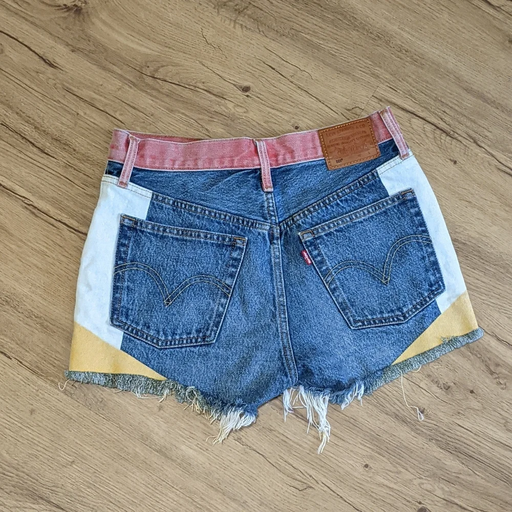 Levi's Color Block 501 Cutoffs - Picture 2 of 4